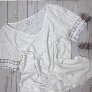 Talbots white tee with eyelet sleeve size s